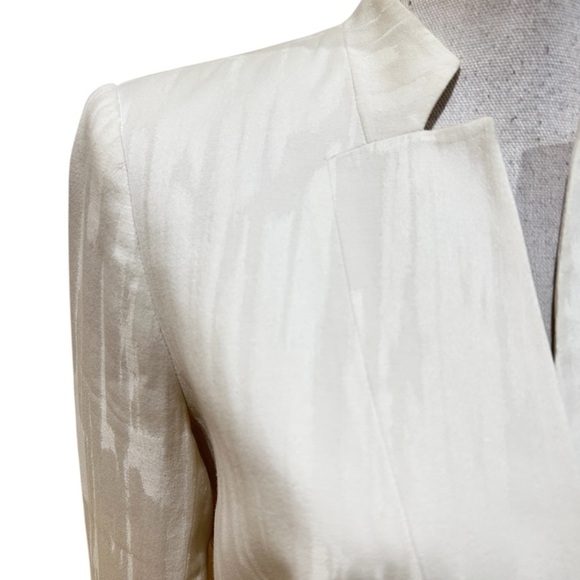 Lafayette New York single button lined stand up collar Cream Blazer size 12 - Picture 5 of 10